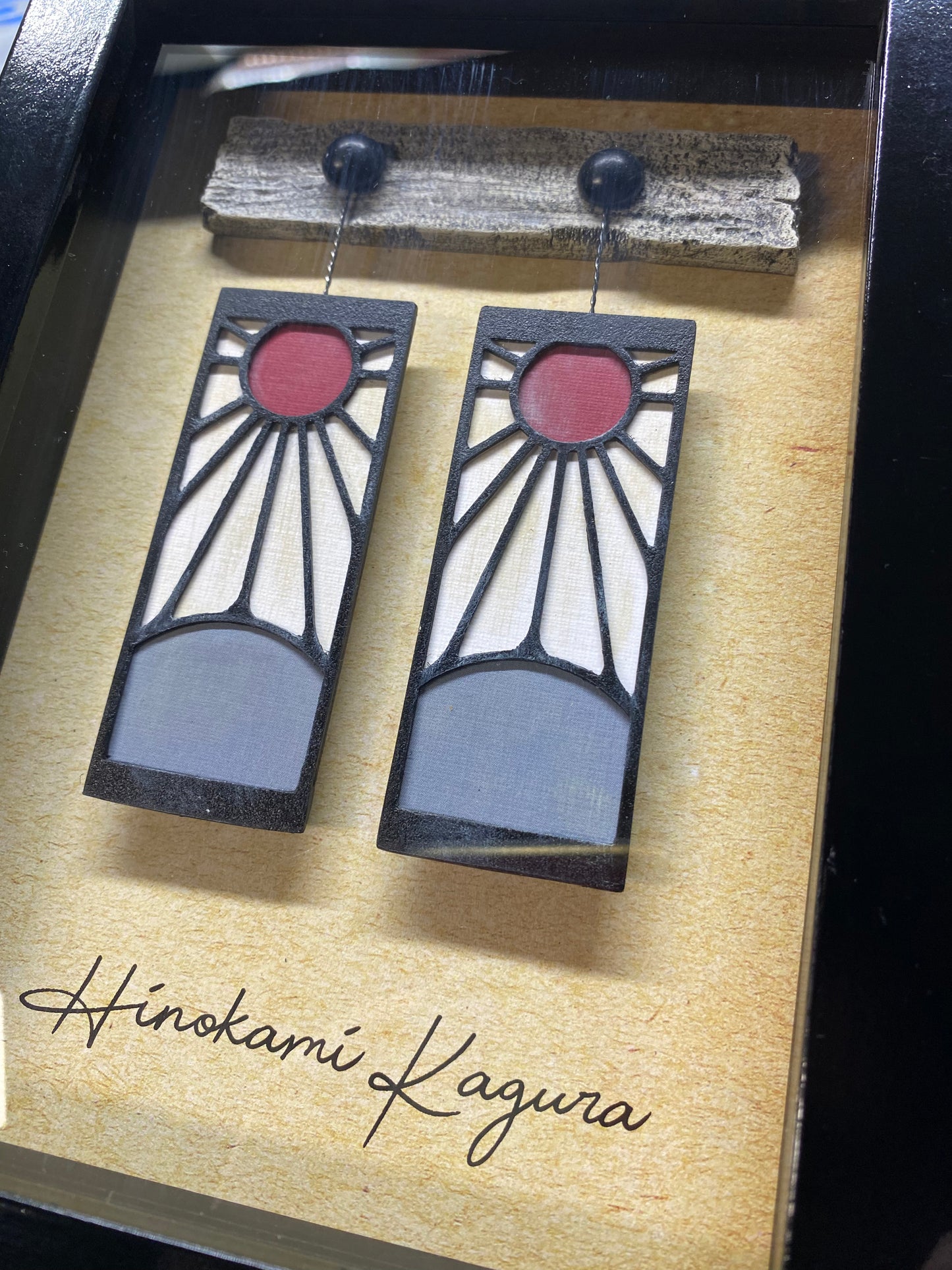 Hanafuda Earrings Framed Display