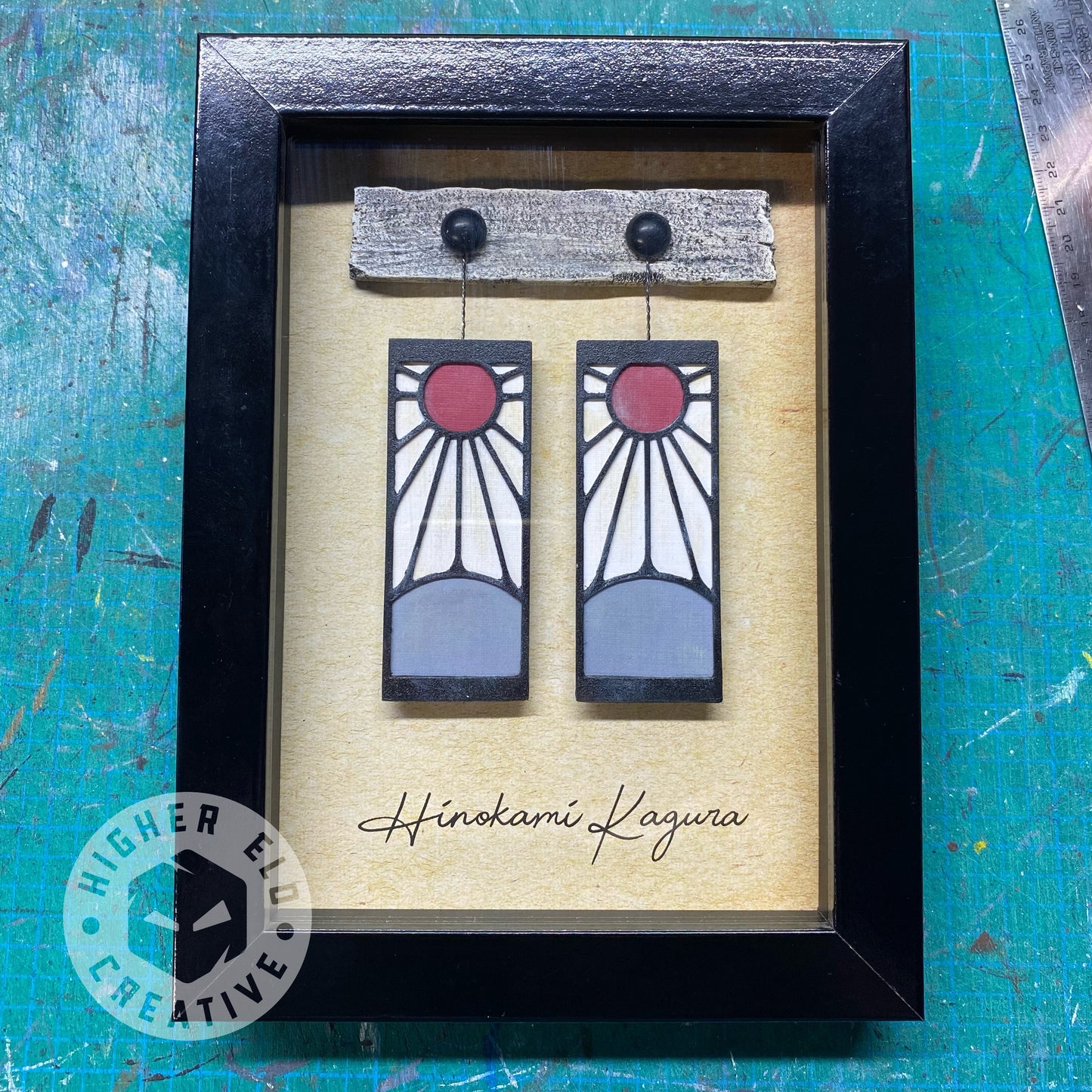 Hanafuda Earrings Framed Display